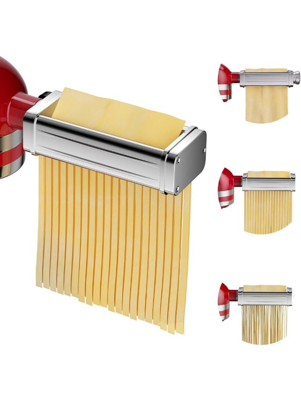 3PCS Stainless Steel Pasta Maker Set for Stand Mixers, Adjustable Thickness